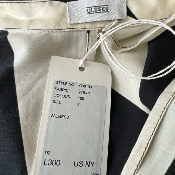 CLOSED Viscose and Silk Shirt Collar Faux Wrap Graphical Midi Size S NWT $655 - Picture 12 of 13